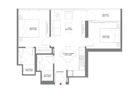 Selene Beach Residences: Plattegrond Type 11, 655 sq ft