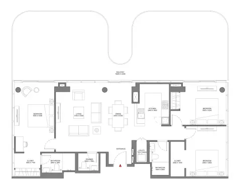 Selene Beach Residences: Plattegrond Type 1, 2,159 sq ft