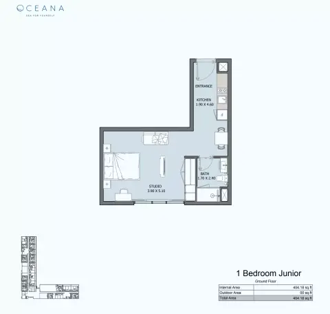 Oceana: Plan Type 1 Bedroom Junior Ground Floor, 404 sq ft