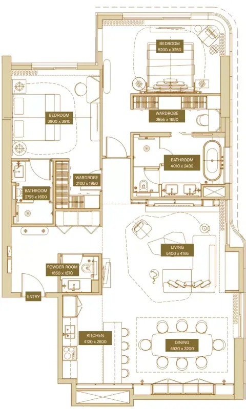 Sofitel Residences: Планировка Type C, 1,604 sq ft