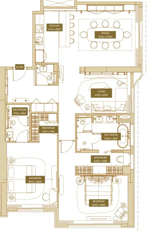 Sofitel Residences: Планировка Type D, 5,032 sq ft