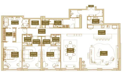Sofitel Residences: Планировка Type A, 3,570 sq ft