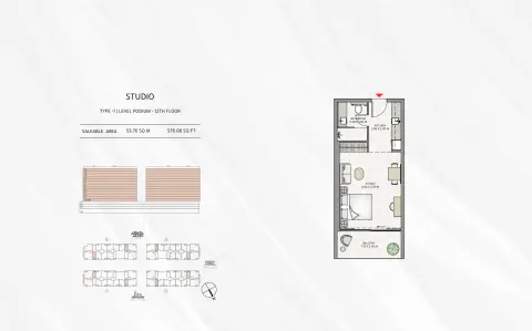 Azha Park Residences: Floor plan Type 1, 578 sq ft