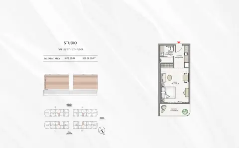 Azha Park Residences: Floor plan Type 2, 550 sq ft