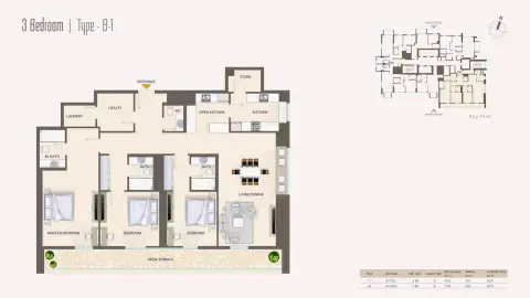 Nexara Tower: Floor plan Type B1, 2,019 sq ft
