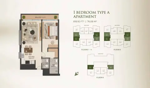 Cresswell Homes: Floor plan Type A, 818 sq ft