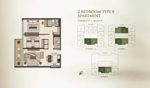 Cresswell Homes: Floor plan Type B, 1,249 sq ft