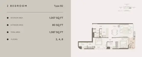 Symphony: Floor plan Type B2, 1,087 sq ft