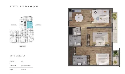 Carmel Residences: Floor plan Type 4, 1,308 sq ft