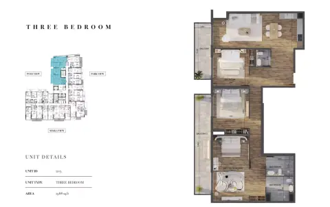 Carmel Residences: Floor plan Type 1, 1,988 sq ft