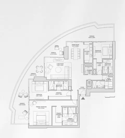 The Dubai Beach EDITION: Floor plan Type 1, 3,198 sq ft