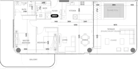 Villa del DIVOS: Floor plan Type B, 1,955 sq ft