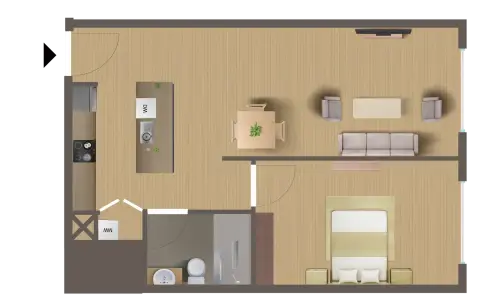 جروسفينور هاوس: مخطط الطابق Type 1, 800 sq ft