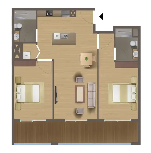 جروسفينور هاوس: مخطط الطابق Type 1, 1,200 sq ft