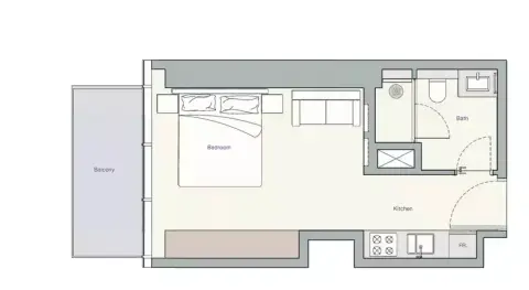 UH West: Floor plan Type B, 461 sq ft
