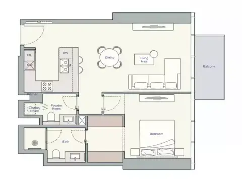 UH West: Floor plan Type C, 824 sq ft