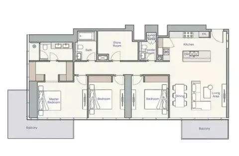 UH West: Floor plan Type A, 1,823 sq ft