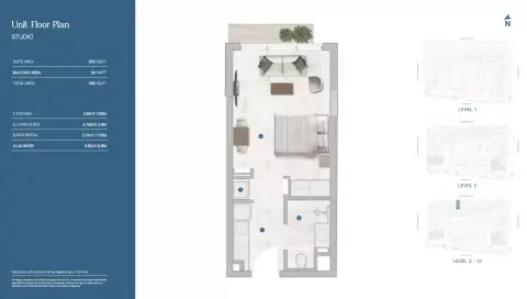 Sola Residences: Plan Type A, 392 sq ft