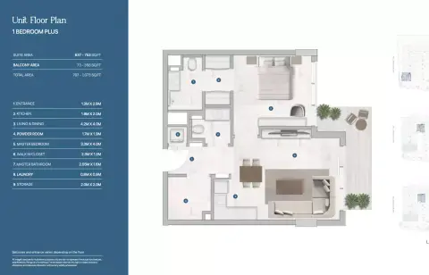 Sola Residences: Plan Type A, 707 sq ft