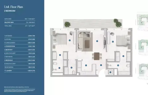 Sola Residences: Plan Type A, 977 sq ft