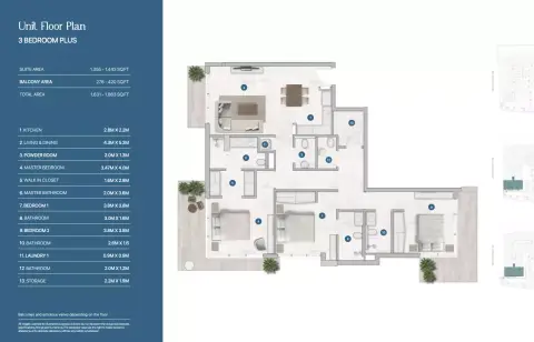 Sola Residences: Plan Type A, 1,631 sq ft