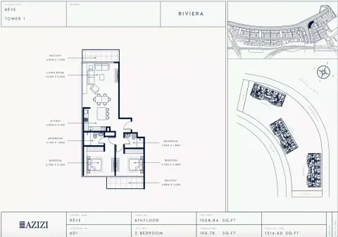 Azizi Riviera Reve: Floor plan Type 601-Tower 1, 1,214 sq ft