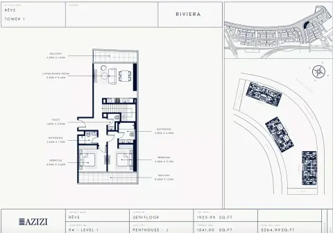 Azizi Riviera Reve: Floor plan Type 03-Tower 1, 3,264 sq ft