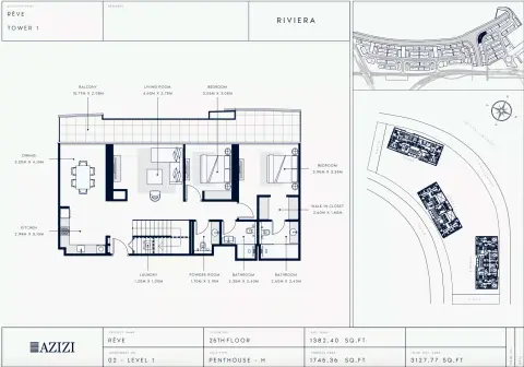 Azizi Riviera Reve: Floor plan Type 02-Tower 1, 3,127 sq ft