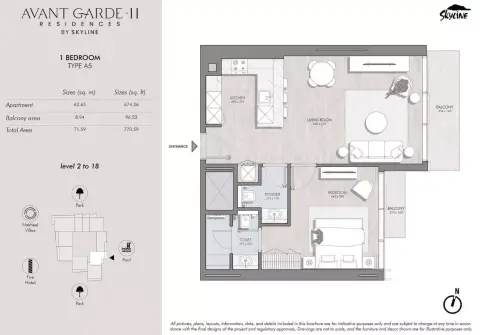 Avant Garde Residences Phase 2: Floor plan Type A5 - level 2 to 18, 770 sq ft