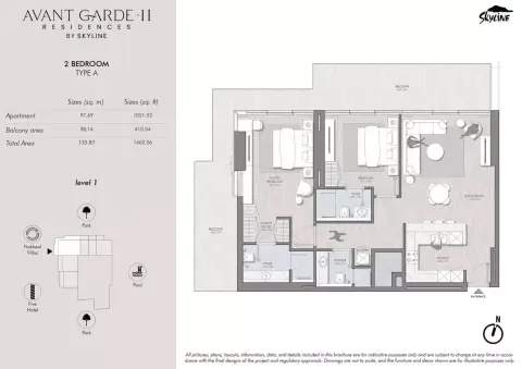 Avant Garde Residences Phase 2: Floor plan Type A1 - level 1, 1,462 sq ft