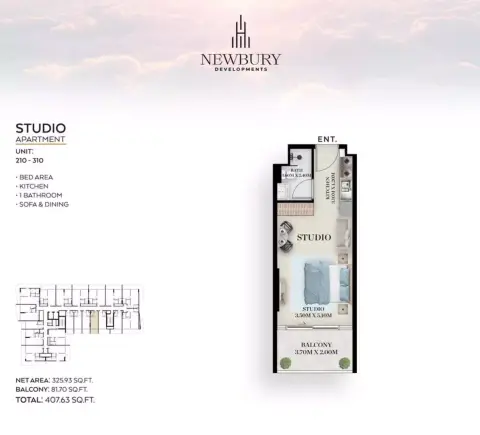 Chapter 01: Floor plan Type 210, 407 sq ft