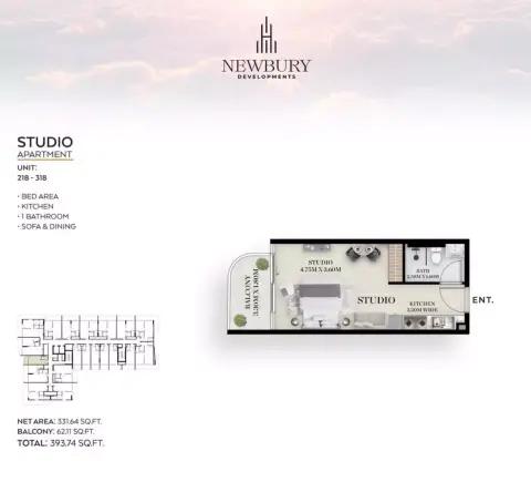 Chapter 01: Floor plan Type 218, 393 sq ft