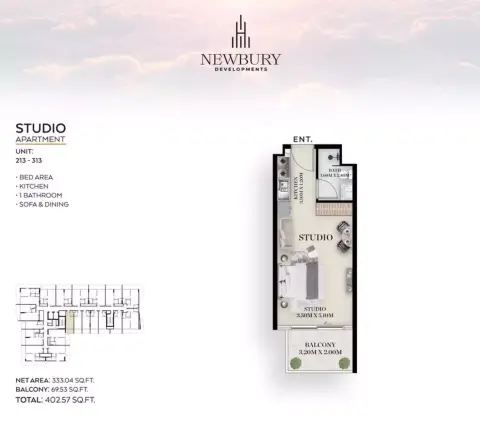 Chapter 01: Floor plan Type 213, 402 sq ft