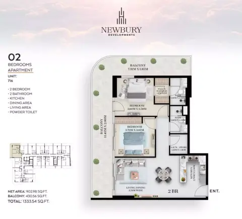Chapter 01: Floor plan Type 716, 1,333 sq ft