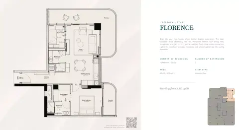 Livel Residenza: Floor plan Florence, 926 sq ft
