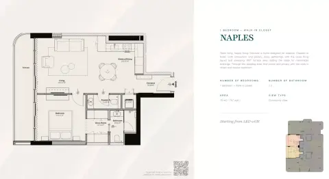 Livel Residenza: Floor plan Naples suites, 757 sq ft