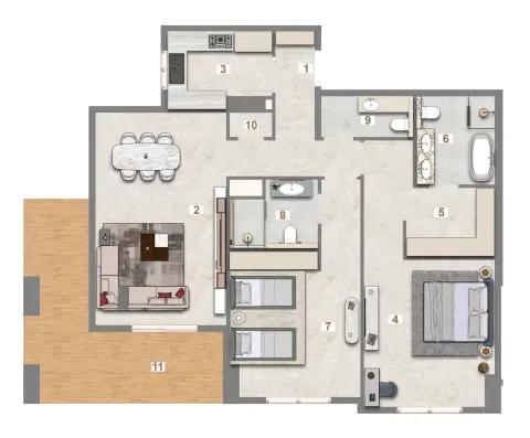 Avenue Residence Phase 7: Floor plan Type A, 1,488 sq ft