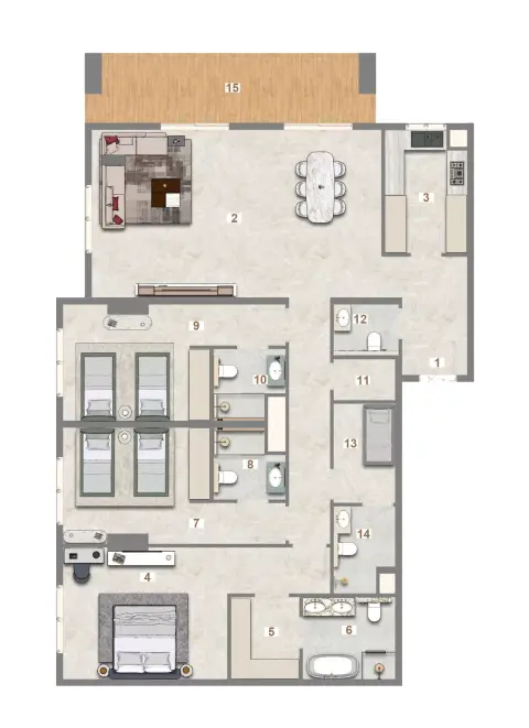 Avenue Residence Phase 7: Floor plan Type B, 2,018 sq ft