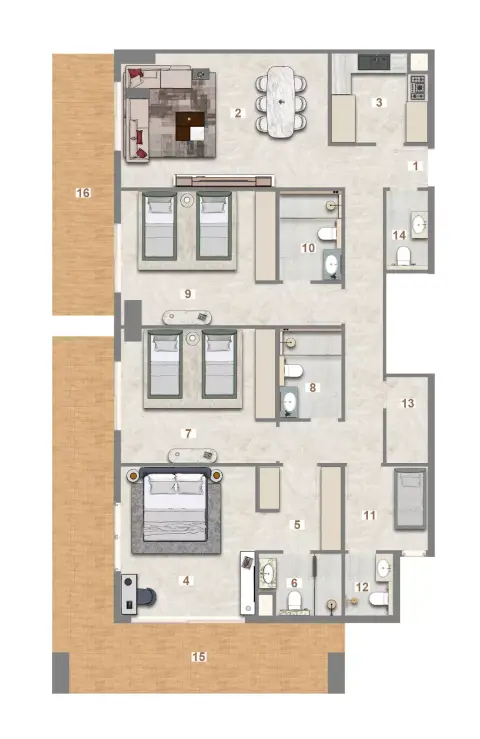 Avenue Residence Phase 7: Floor plan Type A, 2,036 sq ft