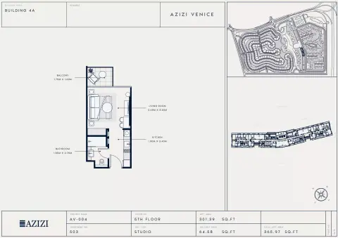 Azizi Venice 4: Floor plan Type 502, 365 sq ft
