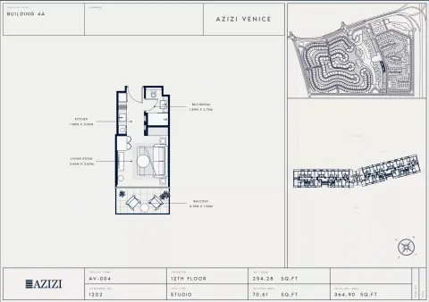 Azizi Venice 4: Floor plan Type 1202, 364 sq ft