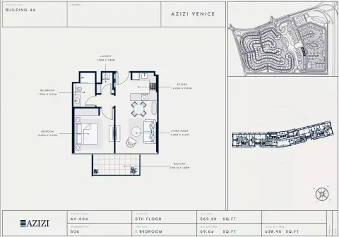 Azizi Venice 4: Floor plan Type 506, 638 sq ft