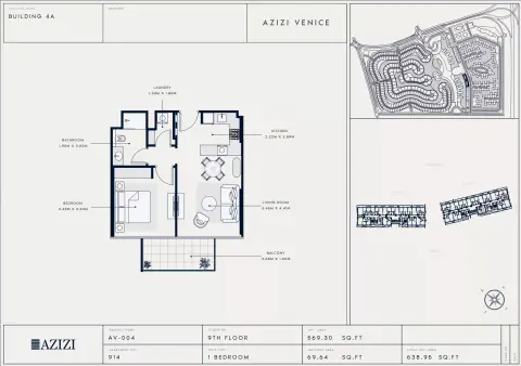 Azizi Venice 4: Floor plan Type 914, 638 sq ft