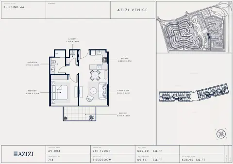 Azizi Venice 4: Floor plan Type 714, 638 sq ft