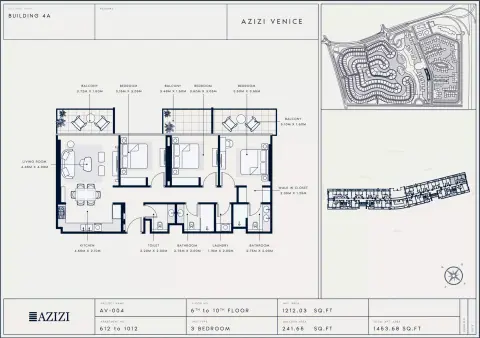Azizi Venice 4: Floor plan Type 612 - 1012, 1,453 sq ft