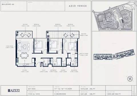 Azizi Venice 4: Floor plan Type 1113 - 1413, 1,453 sq ft