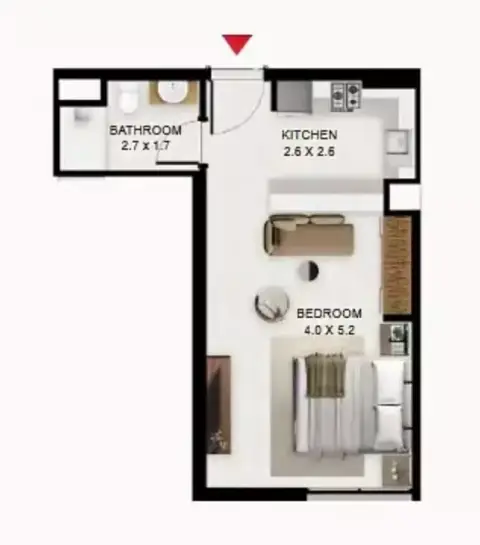 South Garden C: Floor plan Type D, 410 sq ft