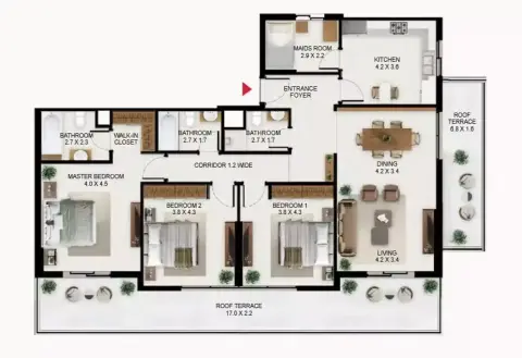 South Garden C: Floor plan Type A, 2,126 sq ft