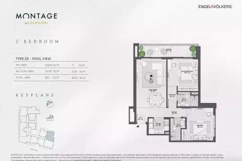 Montage: Floor plan Type 2D, 962 sq ft