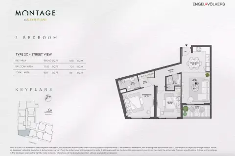 Montage: Floor plan Type 2C, 958 sq ft